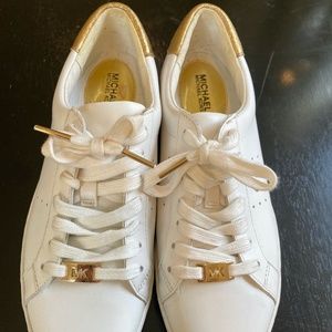 Michael Kors women's white and gold running shoes
